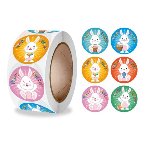 Naklejki Wielkanocne Happy Easter Zajączki 12szt