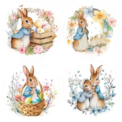 Naklejka dekoracyjna Wielkanoczne Zajączki Króliczki NK335 24 szt