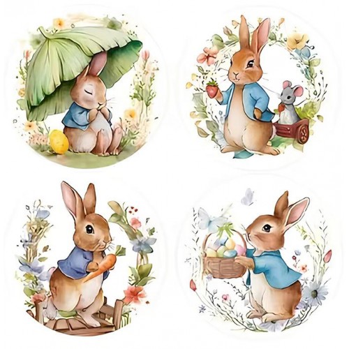 Naklejka dekoracyjna Wielkanoczne Zajączki Króliczki NK336 24 szt