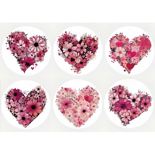 Naklejka dekoracyjna Kwiatowe serca NK342, 24szt