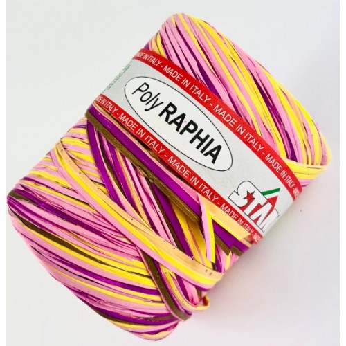 Rafia róż/fiolet/żółty/brąz  5m
