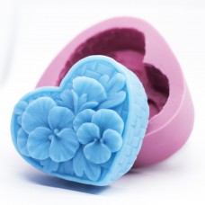Forma silikonowa do mydeł Serce i kwiaty SM75