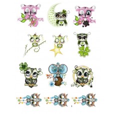 Obrazki na wodorozpuszczalnym papierze Sowy NR34
