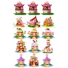Obrazki na wodorozpuszczalnym papierze Bajeczne domki NR42